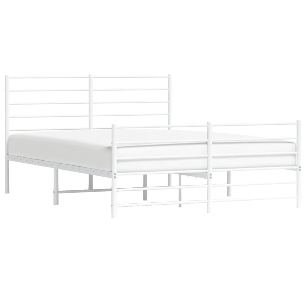 Cadre de lit métal sans matelas et pied de lit blanc 140x190 cm - XIOS