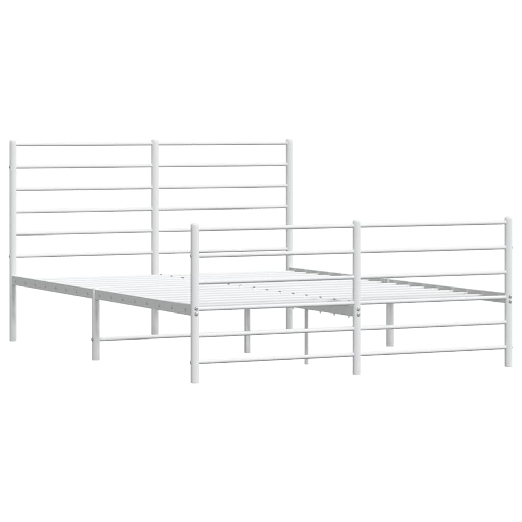 Cadre de lit métal sans matelas et pied de lit blanc 140x200 cm - XIOS