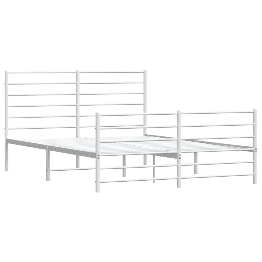 Cadre de lit métal sans matelas et pied de lit blanc 150x200 cm - XIOS