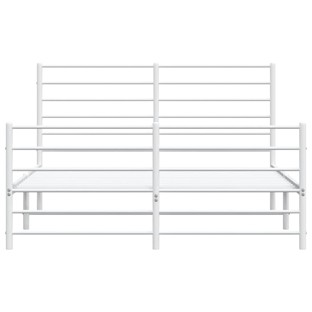 Cadre de lit métal sans matelas et pied de lit blanc 150x200 cm - XIOS