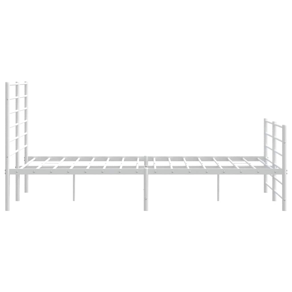 Cadre de lit métal sans matelas et pied de lit blanc 150x200 cm - XIOS