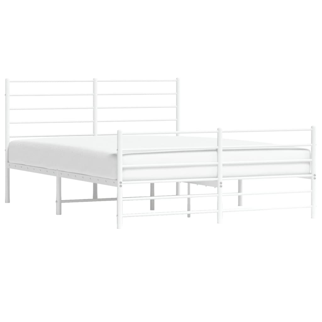 Cadre de lit métal sans matelas et pied de lit blanc 160x200 cm - XIOS