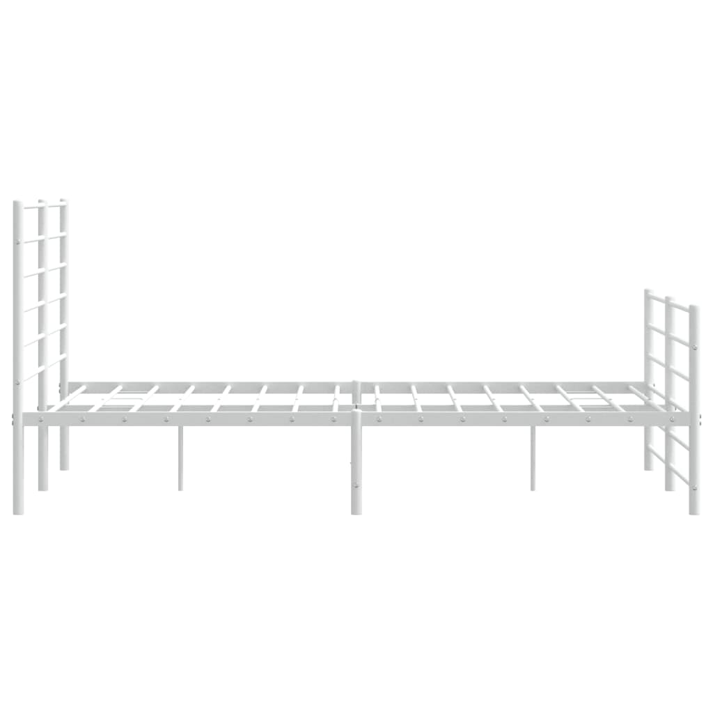 Cadre de lit métal sans matelas et pied de lit blanc 160x200 cm - XIOS
