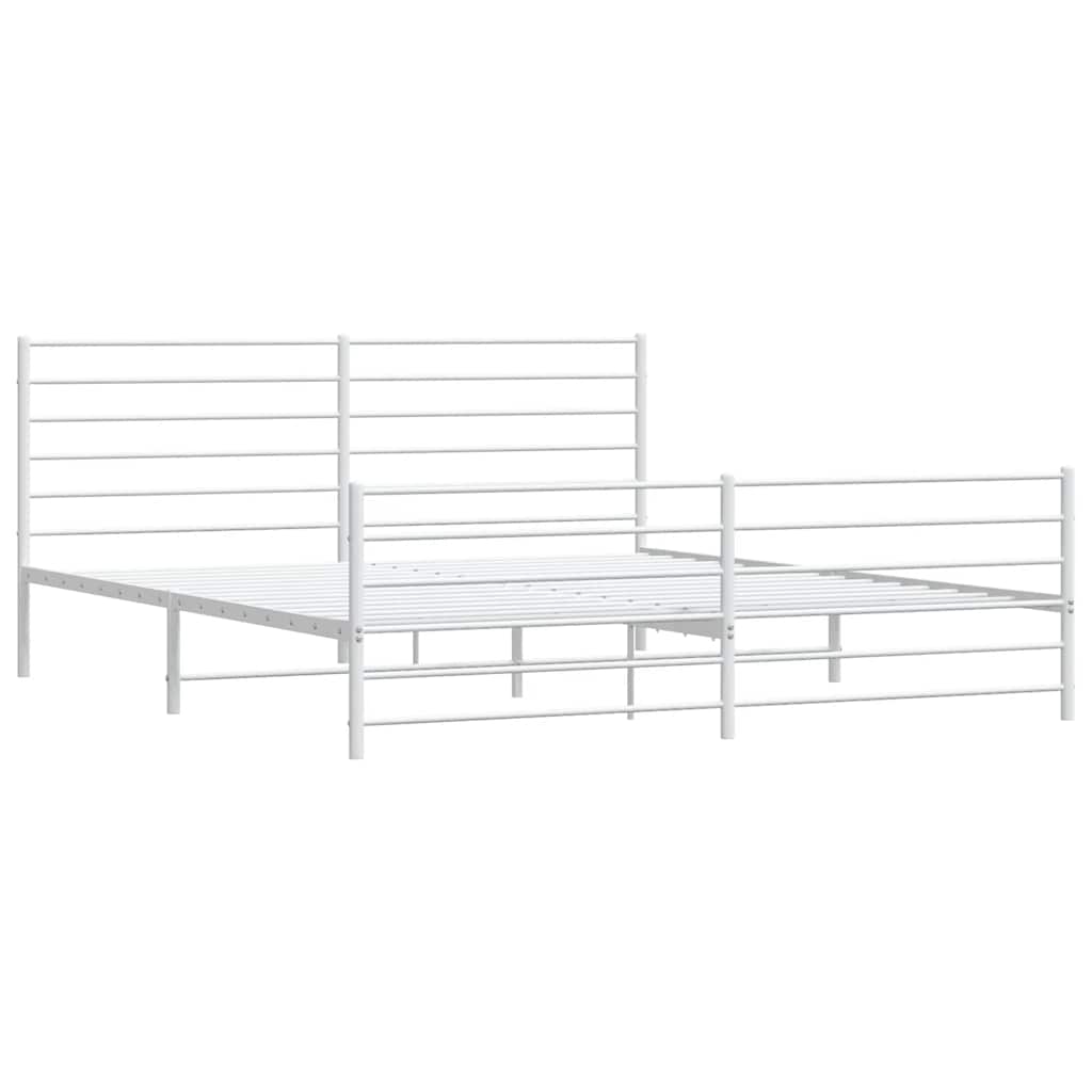 Cadre de lit métal sans matelas et pied de lit blanc 180x200 cm - XIOS