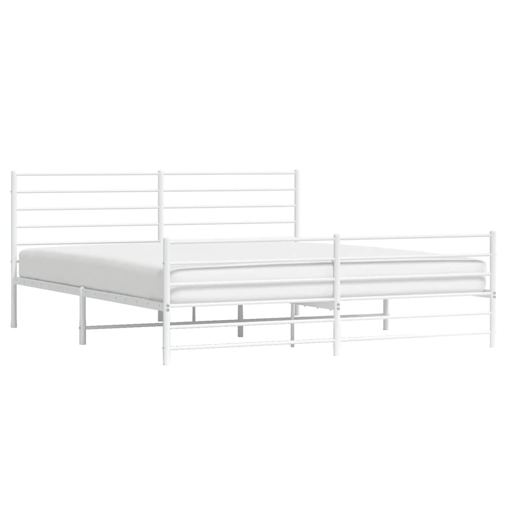 Cadre de lit métal sans matelas et pied de lit blanc 180x200 cm - XIOS