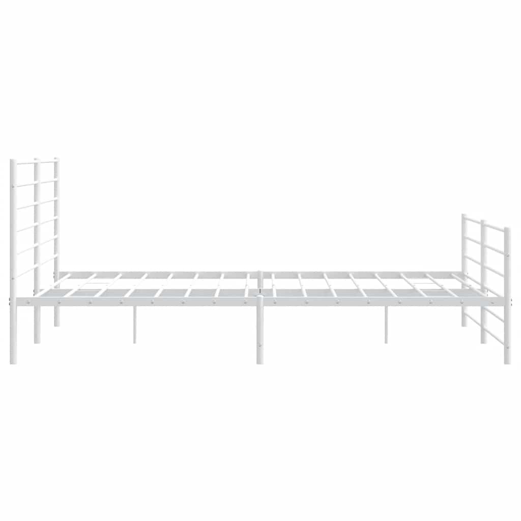 Cadre de lit métal sans matelas et pied de lit blanc 180x200 cm - XIOS