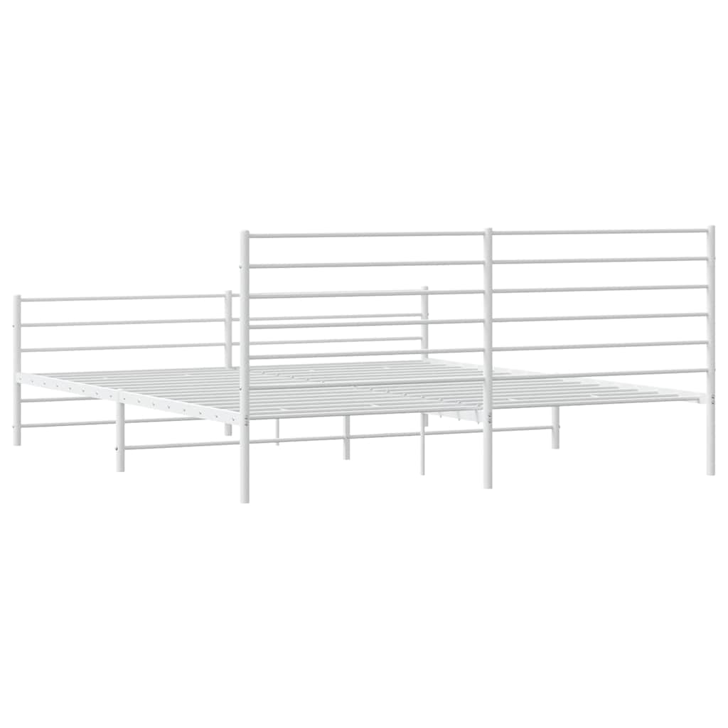 Cadre de lit métal sans matelas et pied de lit blanc 193x203 cm - XIOS