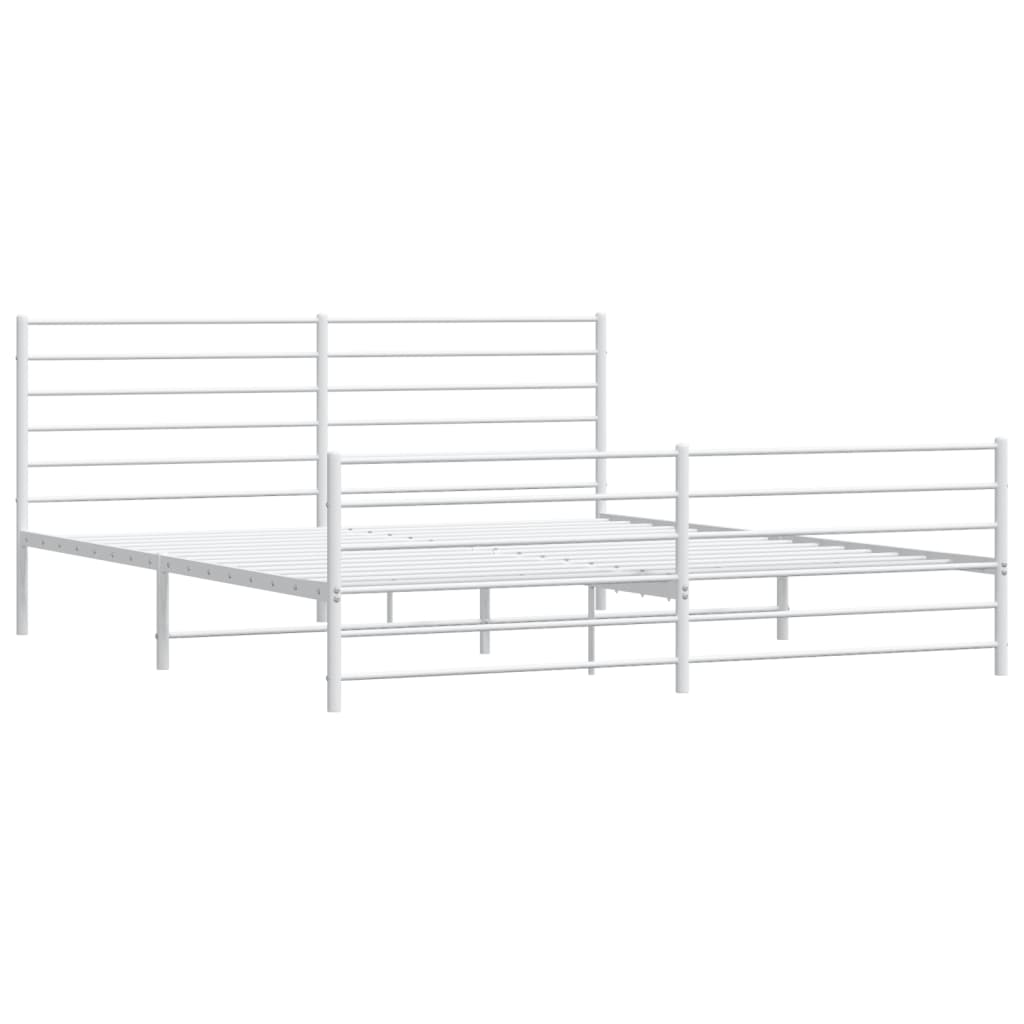 Cadre de lit métal sans matelas et pied de lit blanc 200x200 cm - XIOS