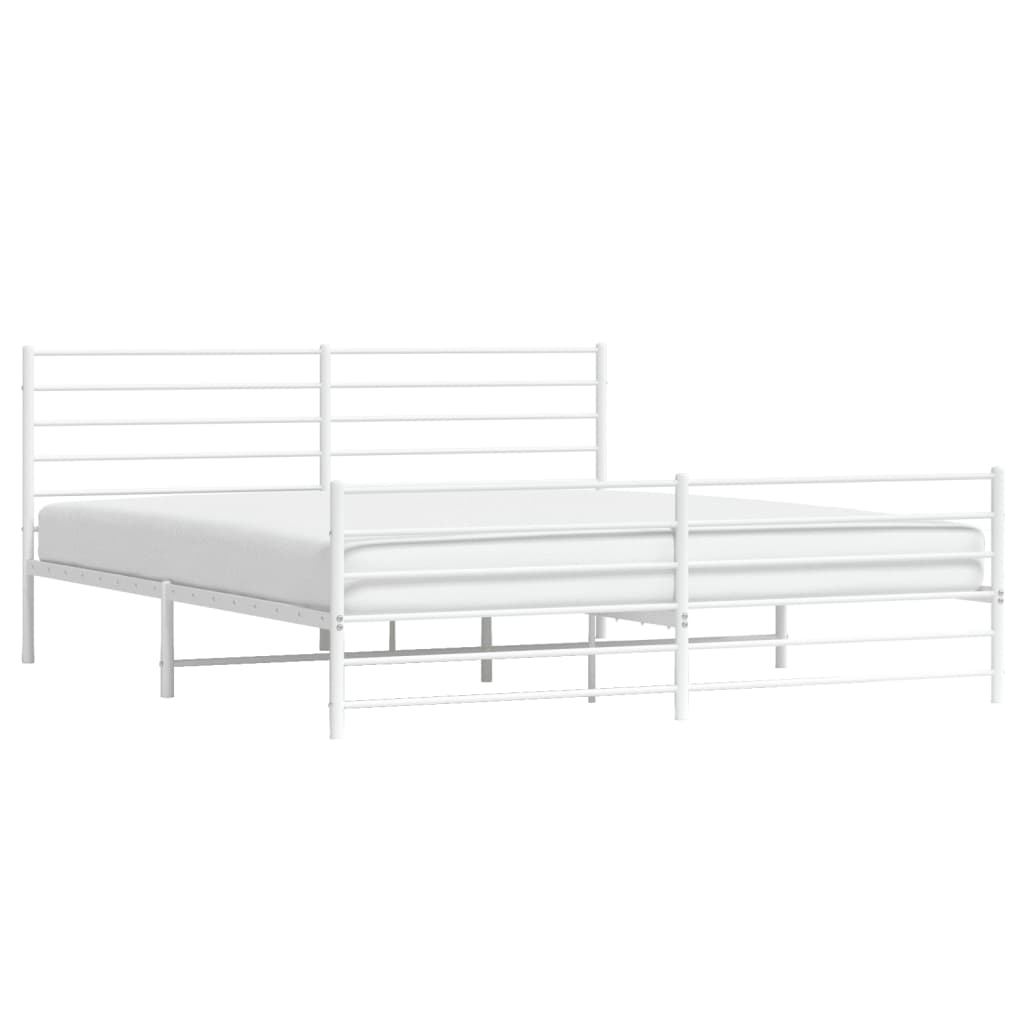 Cadre de lit métal sans matelas et pied de lit blanc 200x200 cm - XIOS