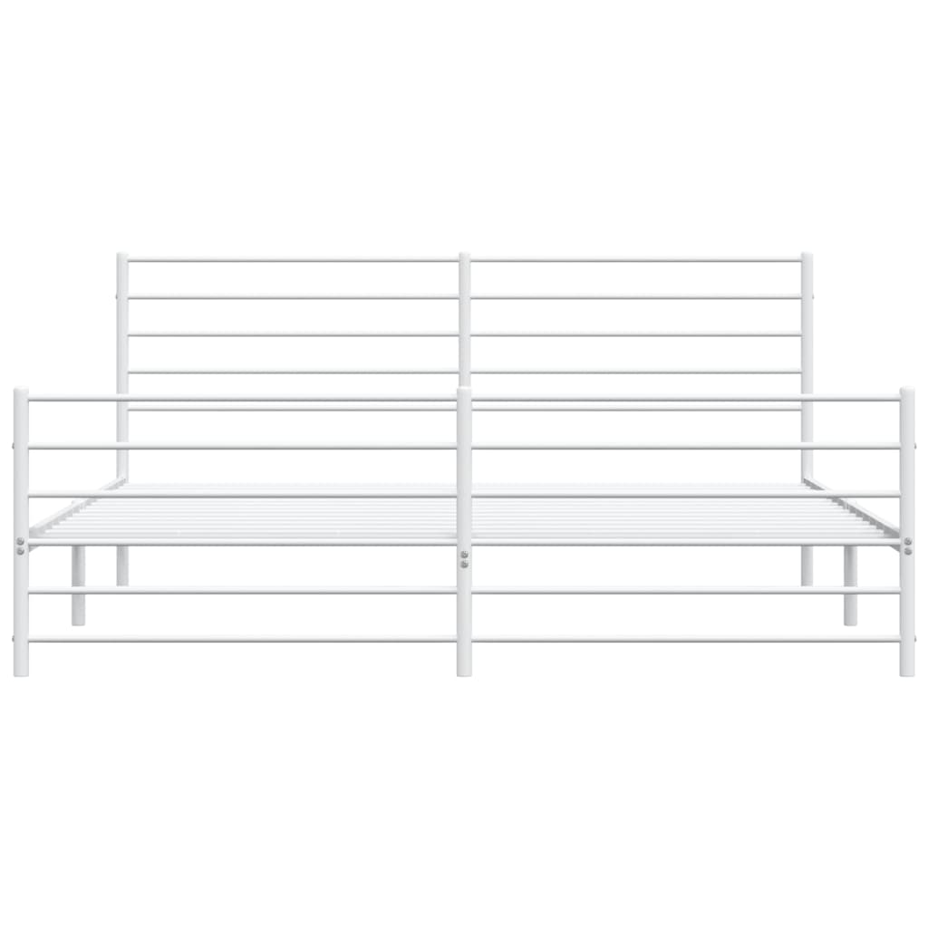 Cadre de lit métal sans matelas et pied de lit blanc 200x200 cm - XIOS