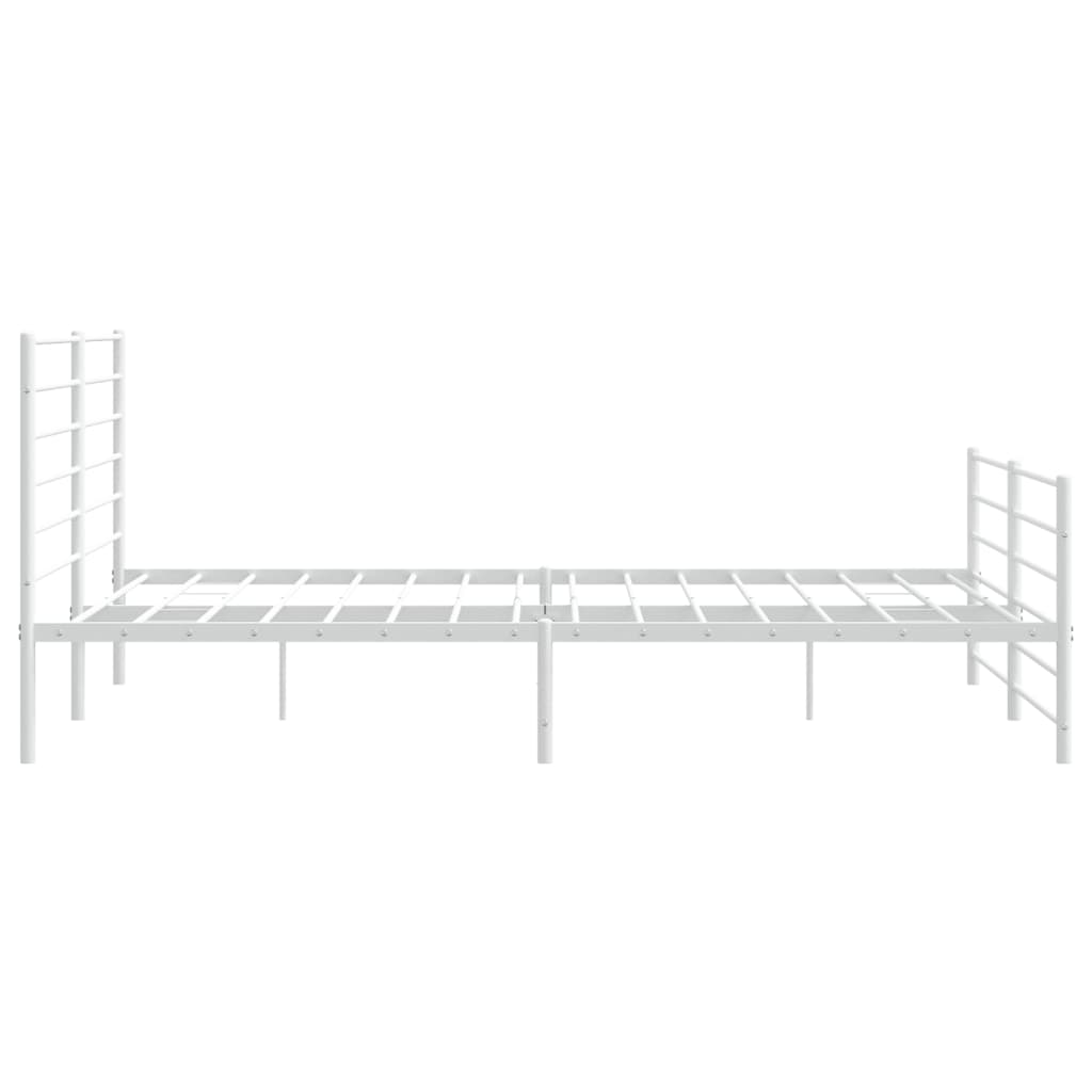 Cadre de lit métal sans matelas et pied de lit blanc 200x200 cm - XIOS