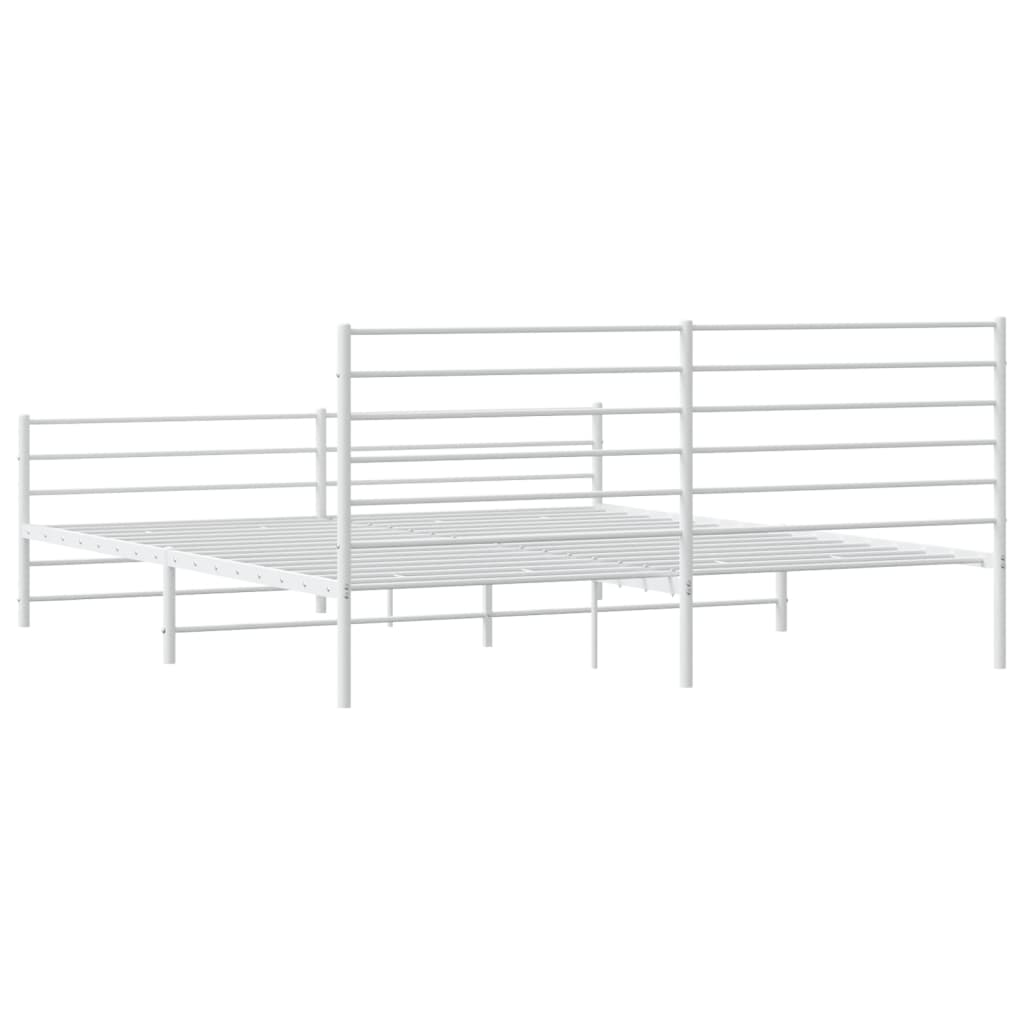 Cadre de lit métal sans matelas et pied de lit blanc 200x200 cm - XIOS