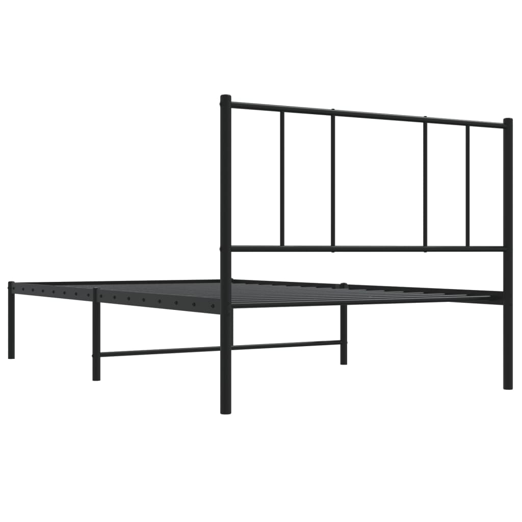 Cadre de lit métal sans matelas avec tête de lit noir 90x190 cm - XIOS