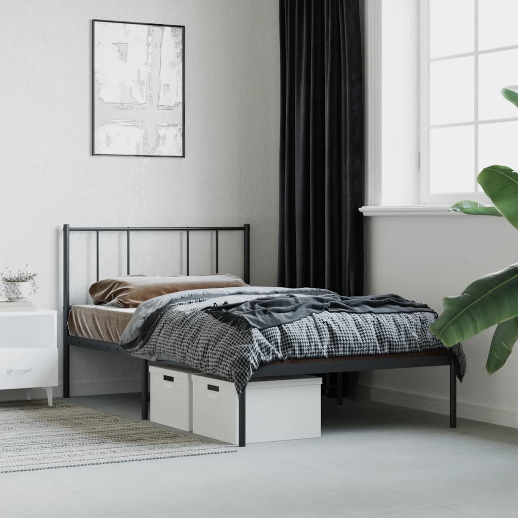 Cadre de lit métal sans matelas avec tête de lit noir 90x200 cm - XIOS