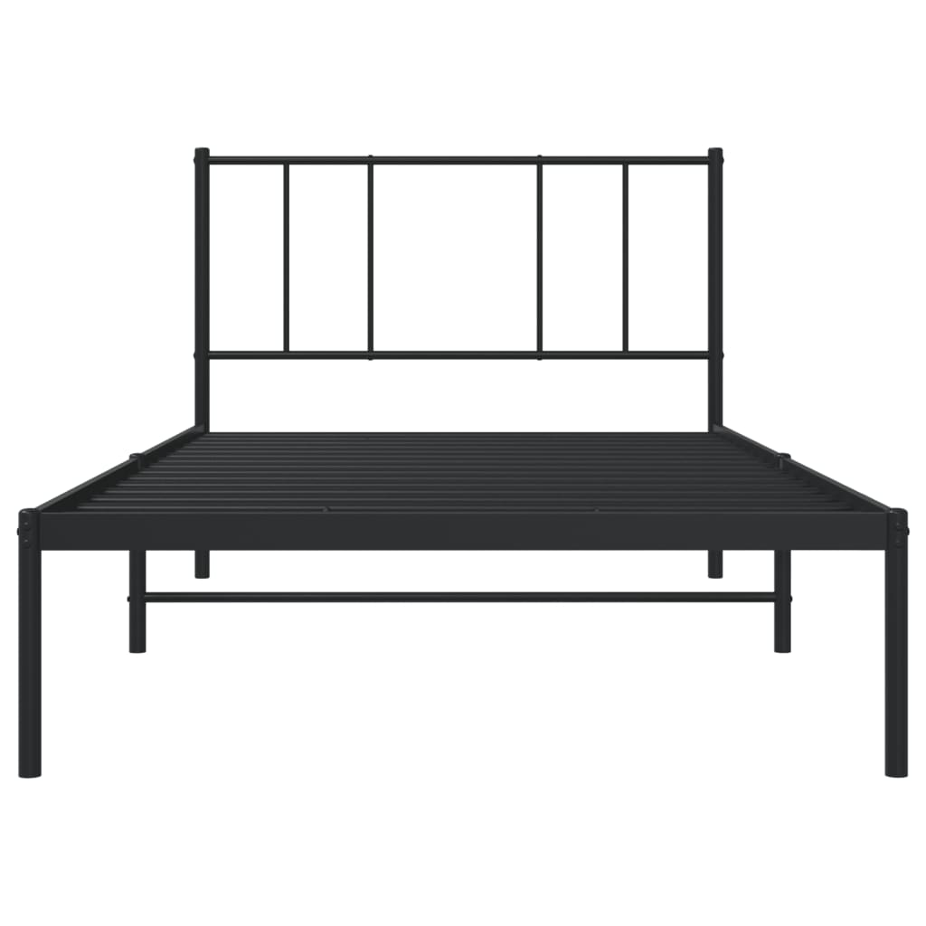 Cadre de lit métal sans matelas avec tête de lit noir 90x200 cm - XIOS
