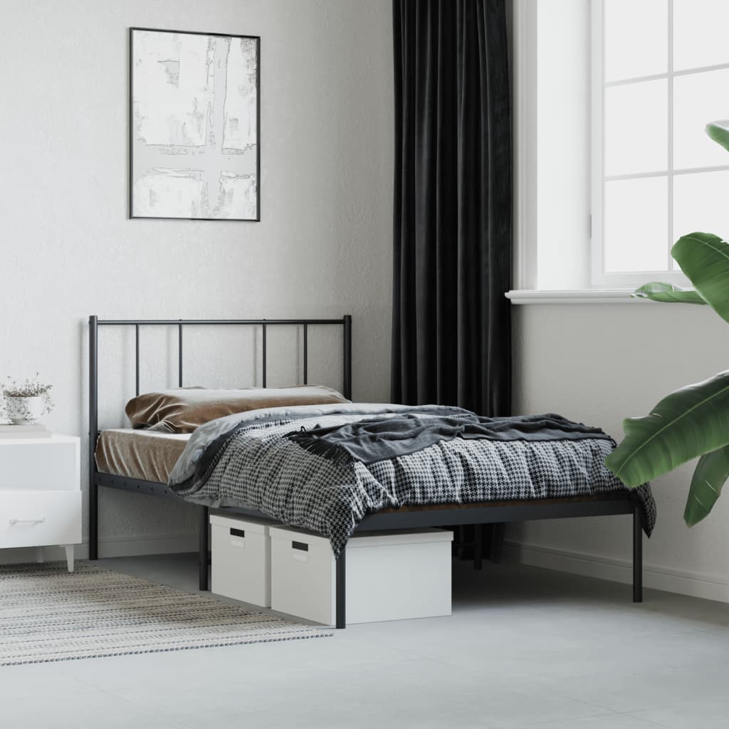Cadre de lit métal sans matelas avec tête de lit noir 100x200cm - XIOS