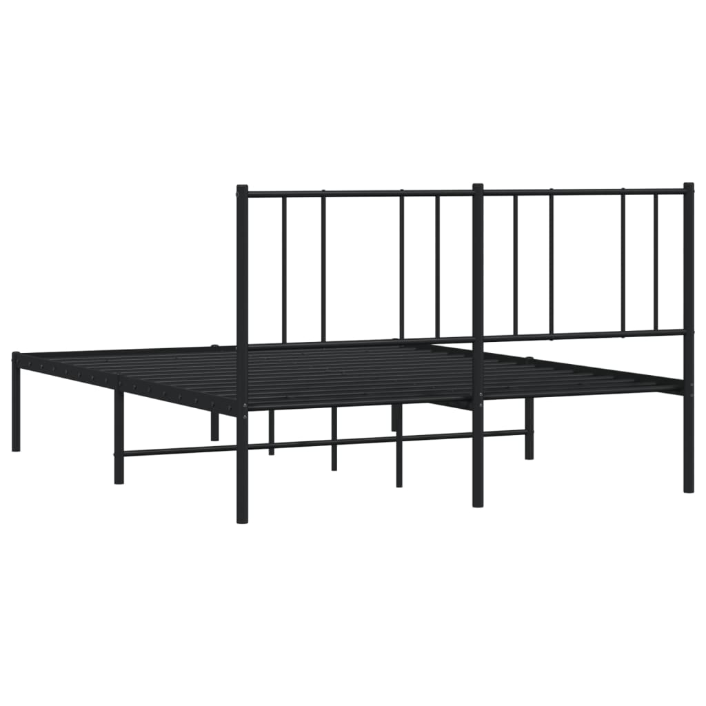 Cadre de lit métal sans matelas avec tête de lit noir 120x190cm - XIOS