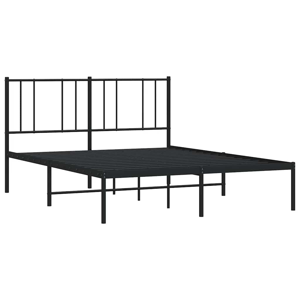 Cadre de lit métal sans matelas avec tête de lit noir 135x190cm - XIOS