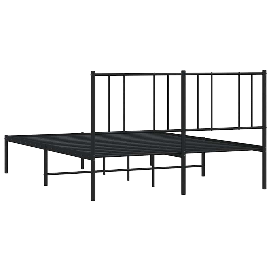 Cadre de lit métal sans matelas avec tête de lit noir 135x190cm - XIOS