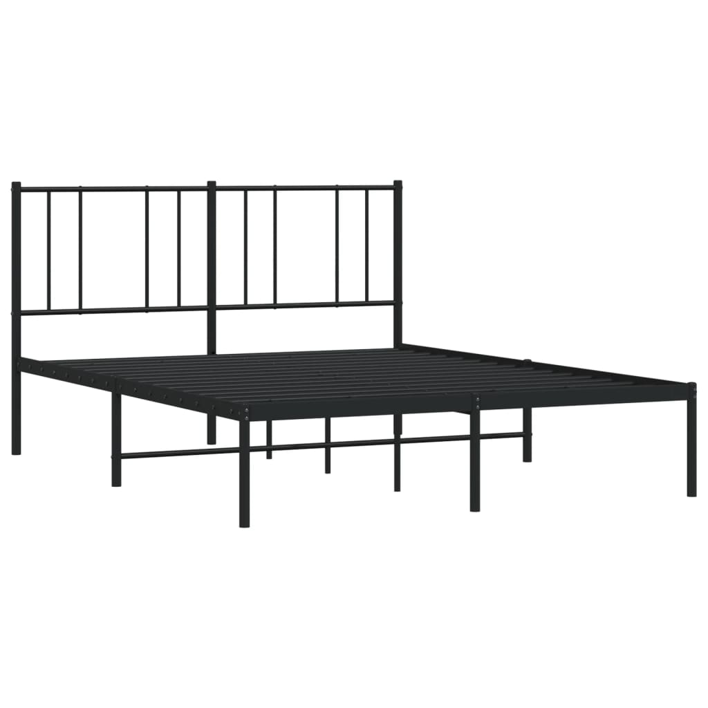 Cadre de lit métal sans matelas avec tête de lit noir 140x190cm - XIOS