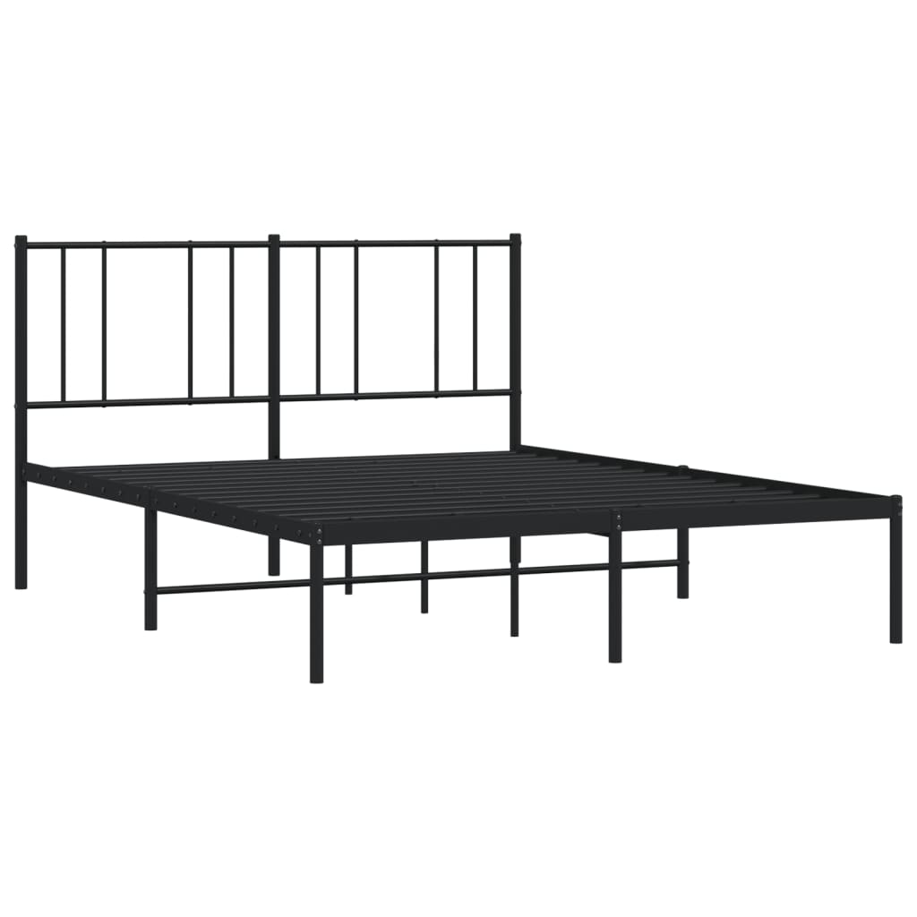 Cadre de lit métal sans matelas avec tête de lit noir 140x200cm - XIOS