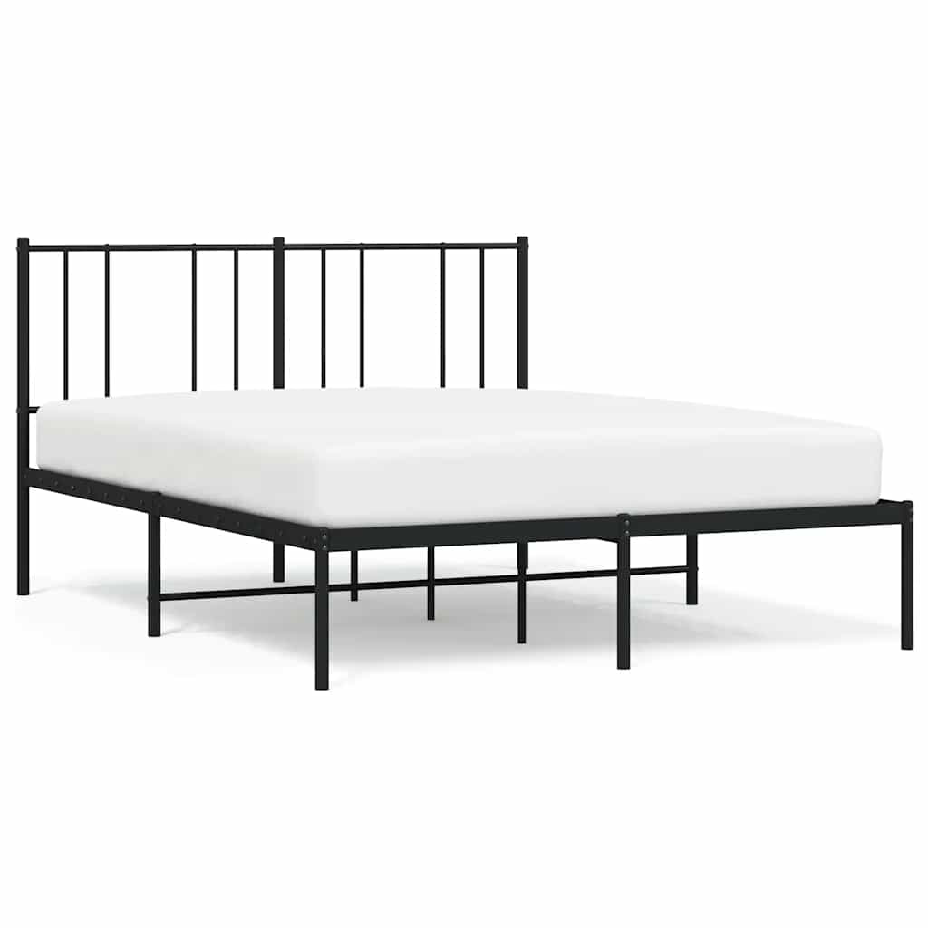Cadre de lit métal sans matelas avec tête de lit noir 150x200cm - XIOS