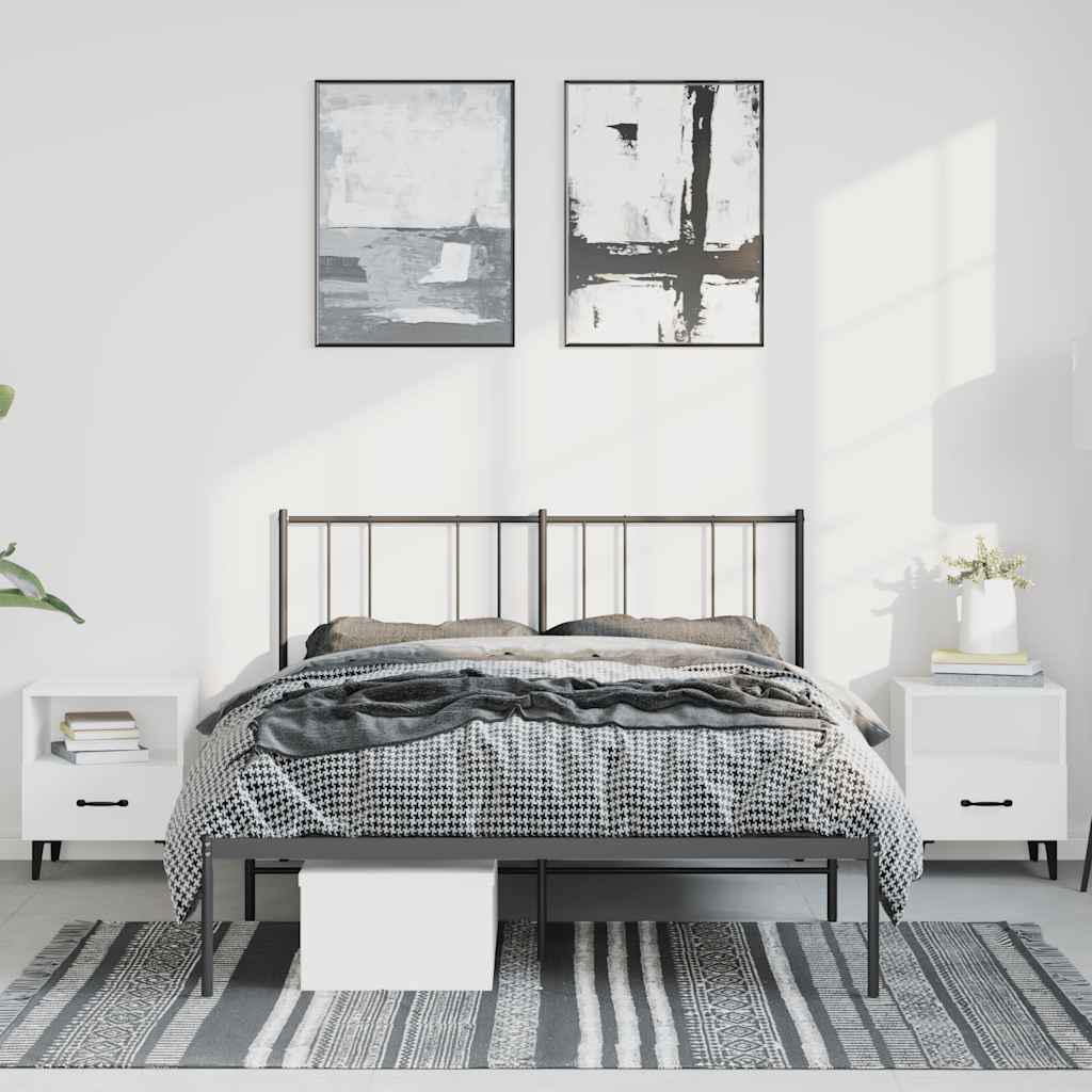 Cadre de lit métal sans matelas avec tête de lit noir 150x200cm - XIOS