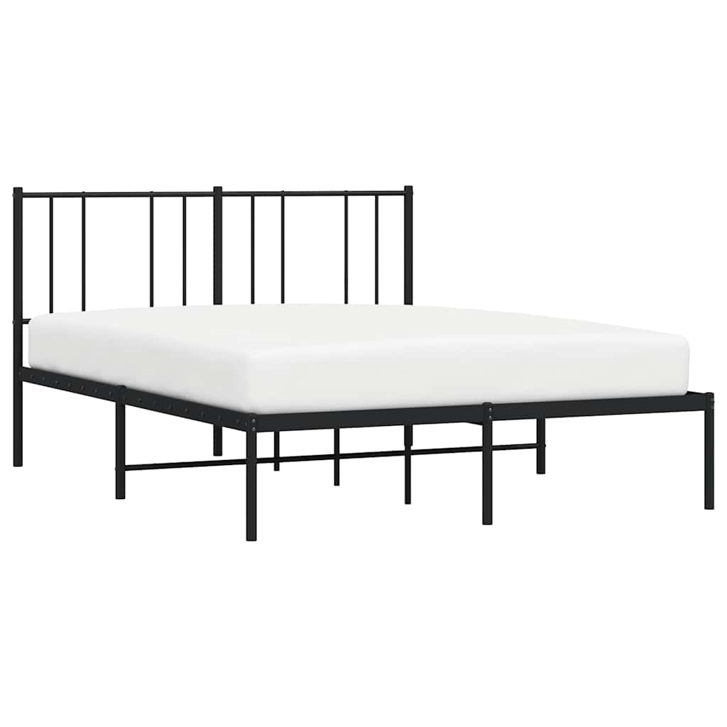 Cadre de lit métal sans matelas avec tête de lit noir 150x200cm - XIOS