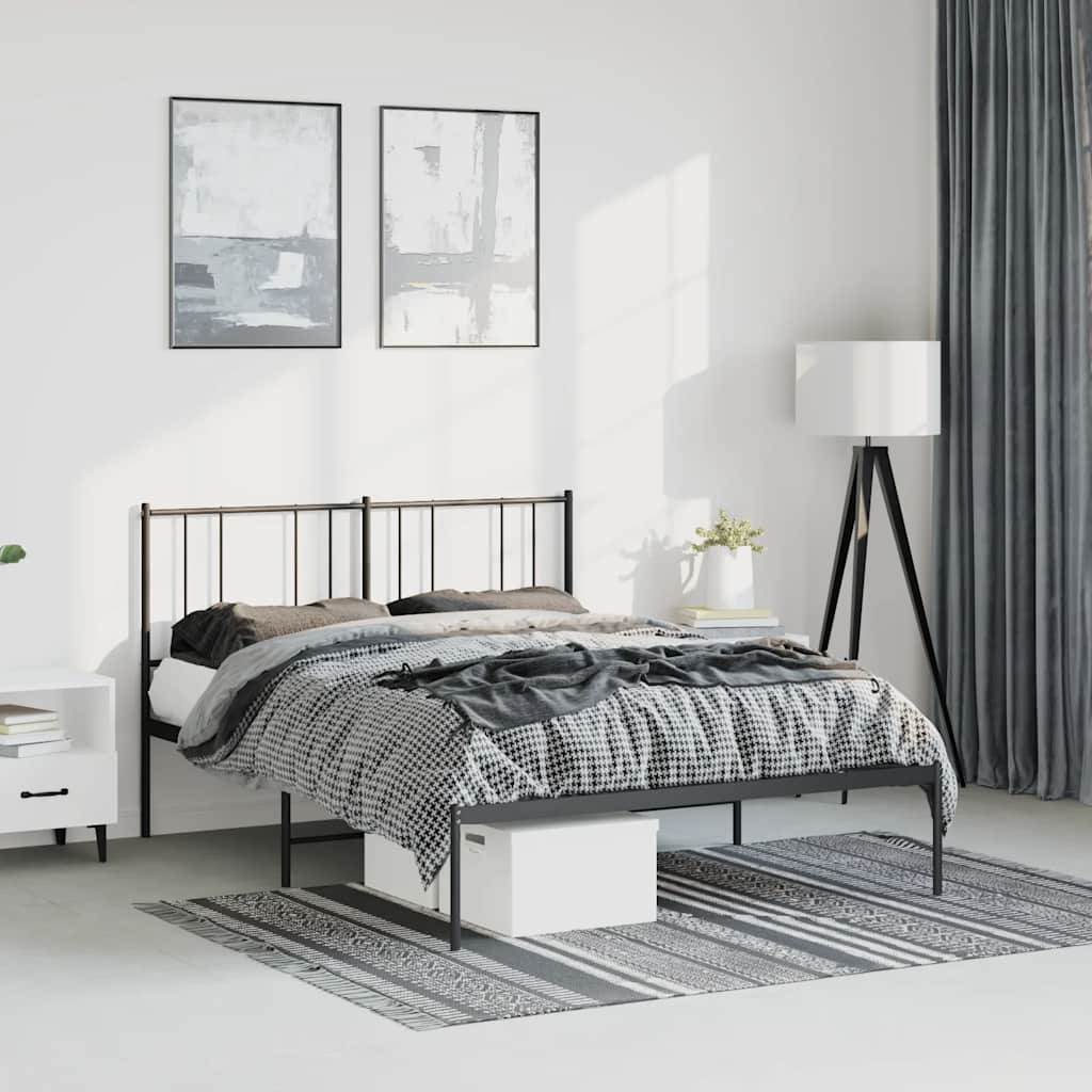 Cadre de lit métal sans matelas avec tête de lit noir 150x200cm - XIOS