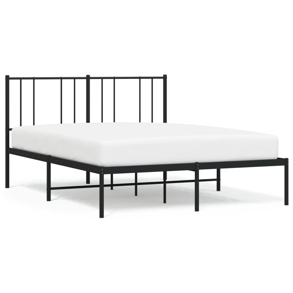 Cadre de lit métal sans matelas et tête de lit noir 160x200 cm - XIOS