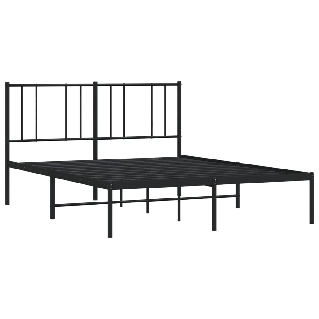 Cadre de lit métal sans matelas et tête de lit noir 160x200 cm - XIOS