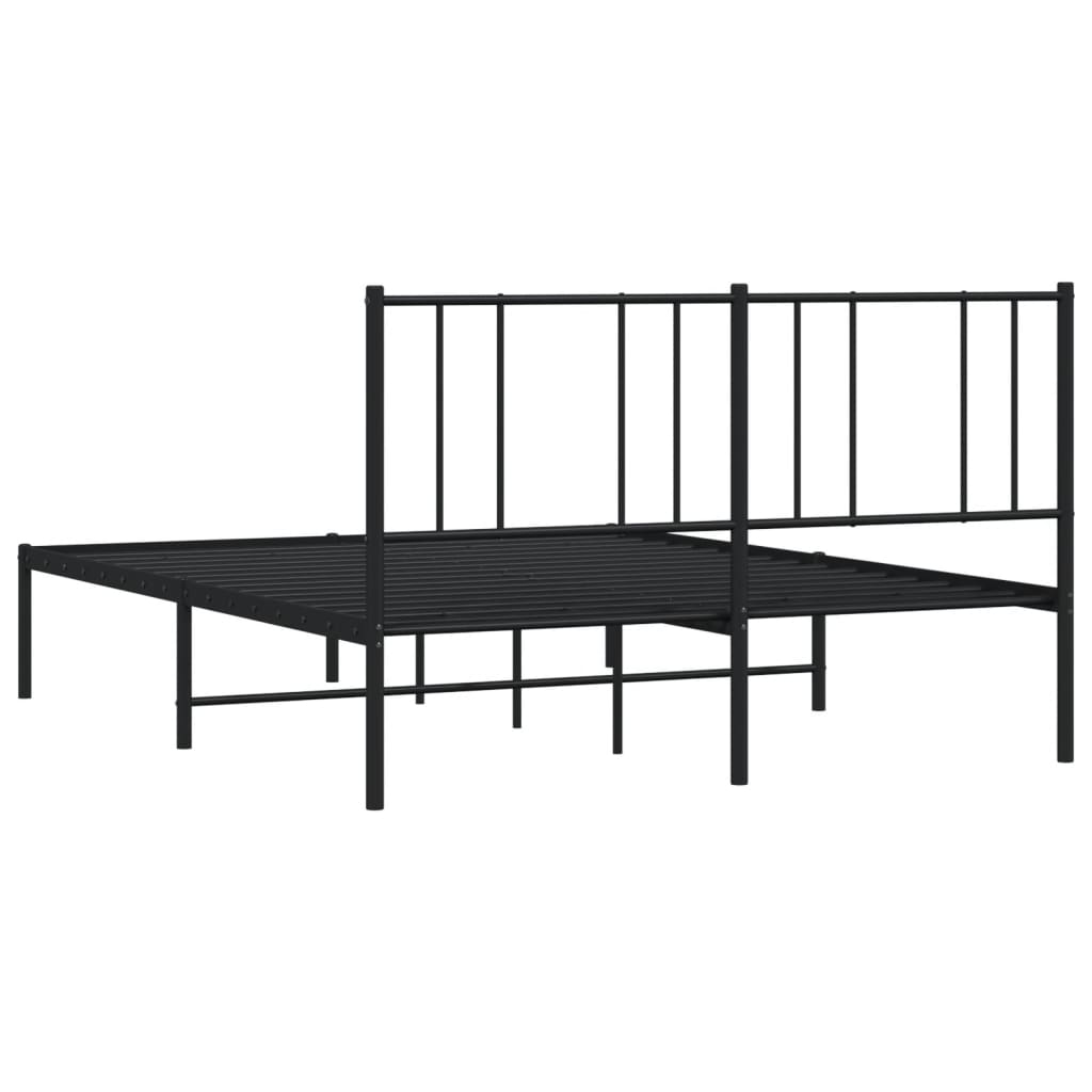 Cadre de lit métal sans matelas et tête de lit noir 160x200 cm - XIOS