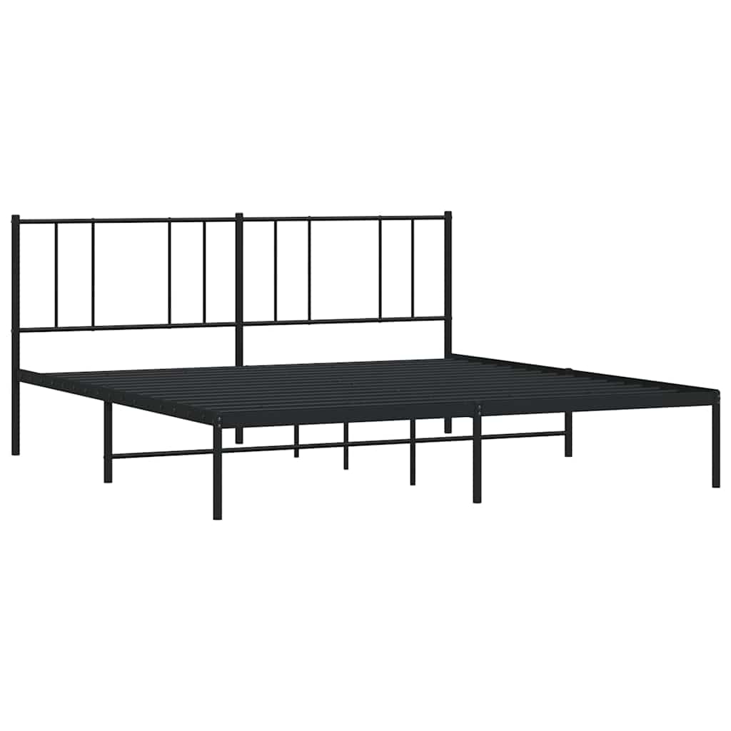 Cadre de lit métal sans matelas avec tête de lit noir 183x213cm - XIOS