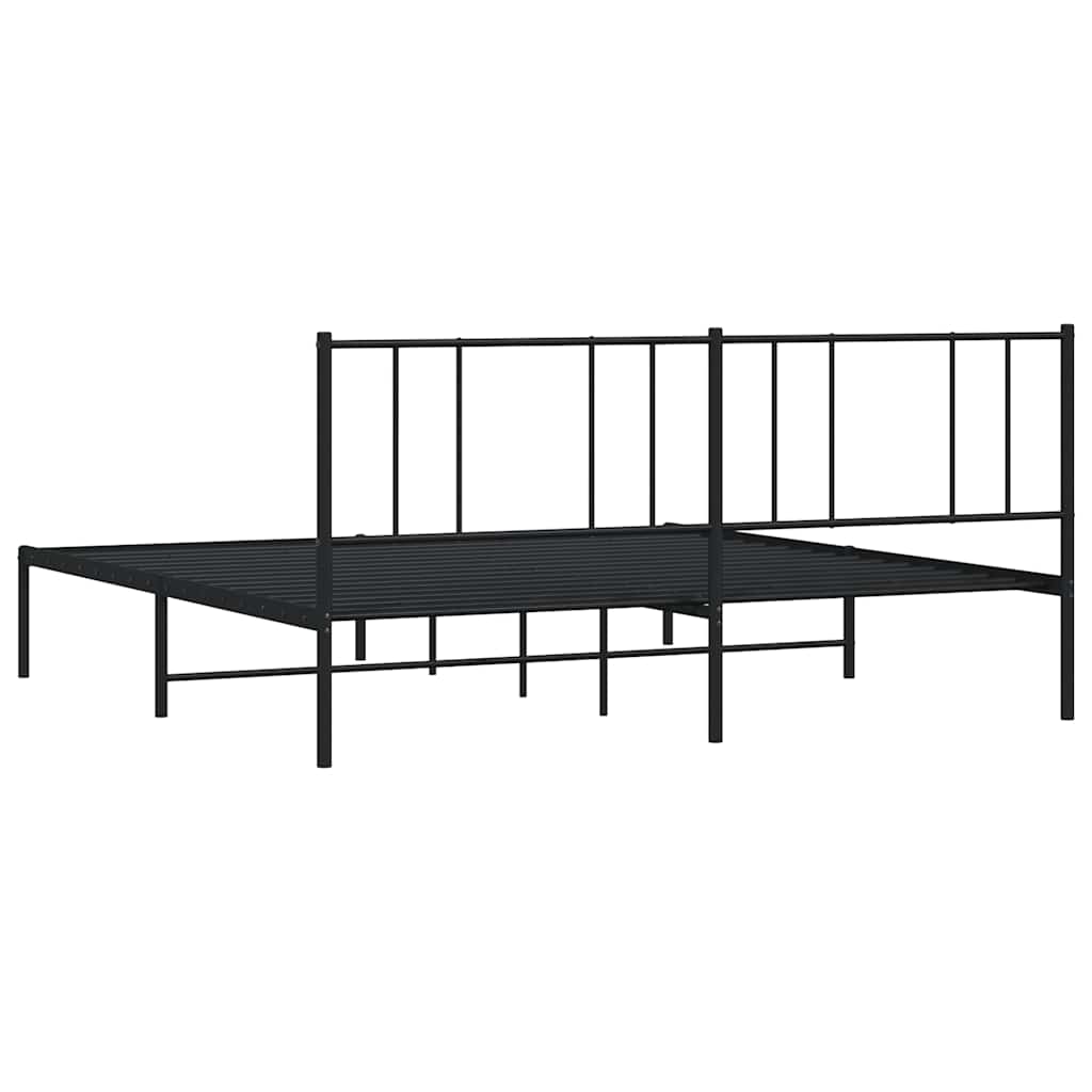 Cadre de lit métal sans matelas avec tête de lit noir 183x213cm - XIOS