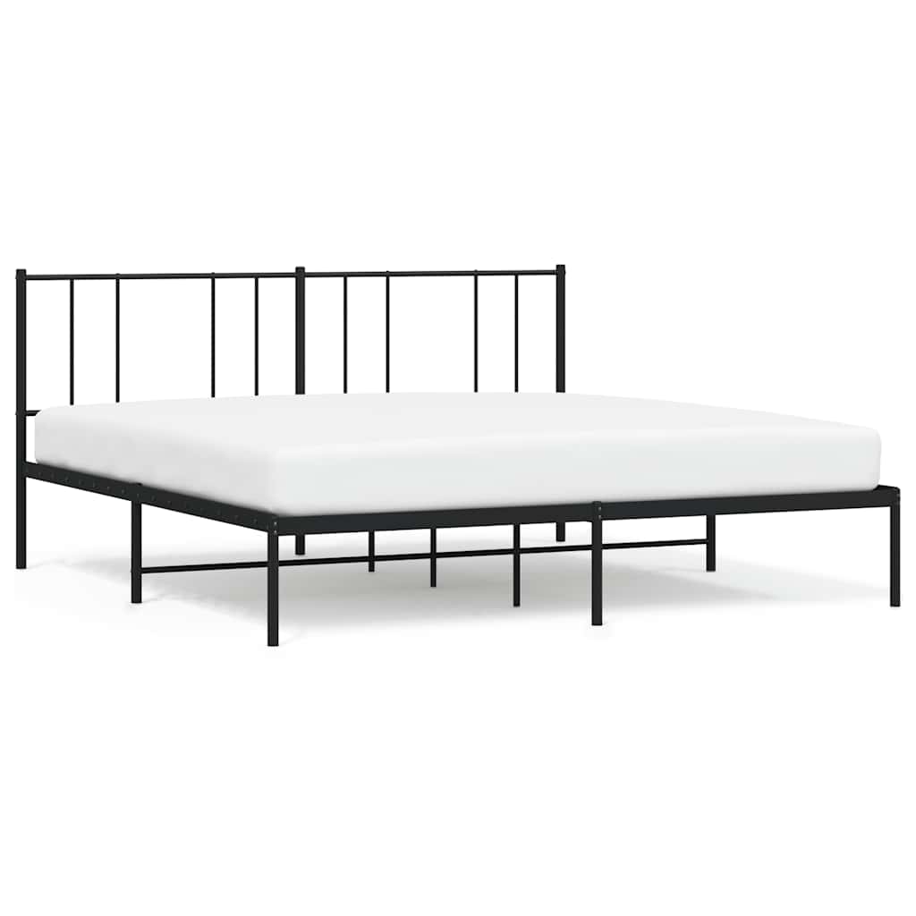 Cadre de lit métal sans matelas avec tête de lit noir 193x203cm - XIOS