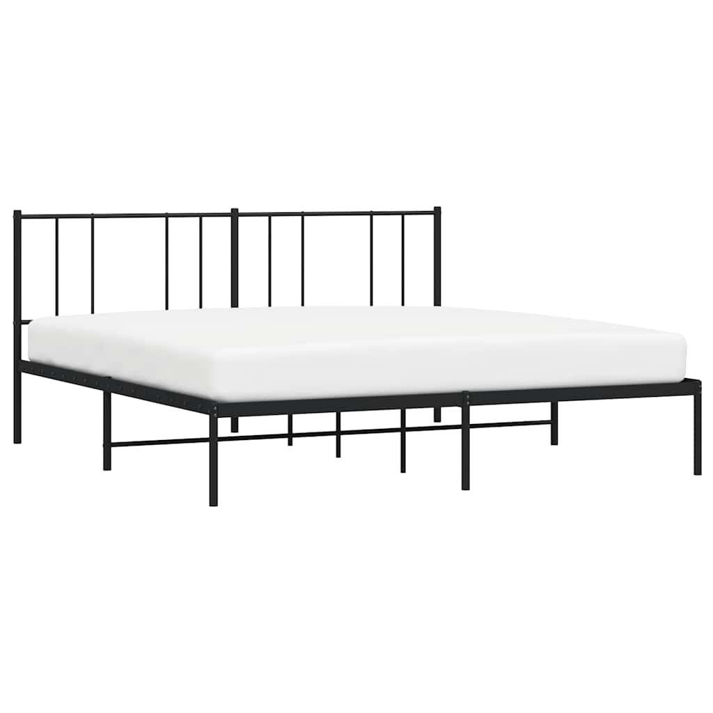 Cadre de lit métal sans matelas avec tête de lit noir 193x203cm - XIOS