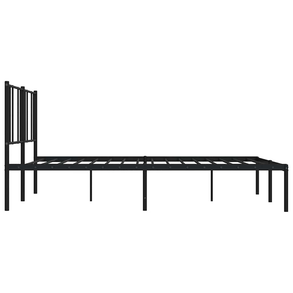 Cadre de lit métal sans matelas avec tête de lit noir 193x203cm - XIOS