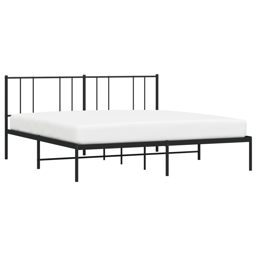 Cadre de lit métal sans matelas avec tête de lit noir 200x200cm - XIOS