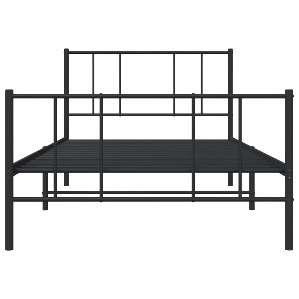 Cadre de lit métal sans matelas avec pied de lit noir 90x190 cm - XIOS