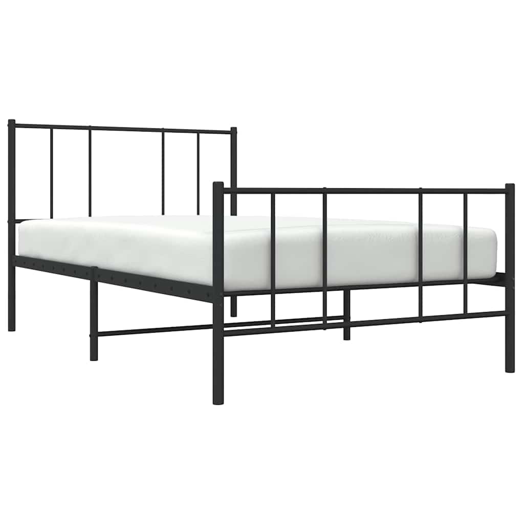 Cadre de lit métal sans matelas avec pied de lit noir 100x190cm - XIOS