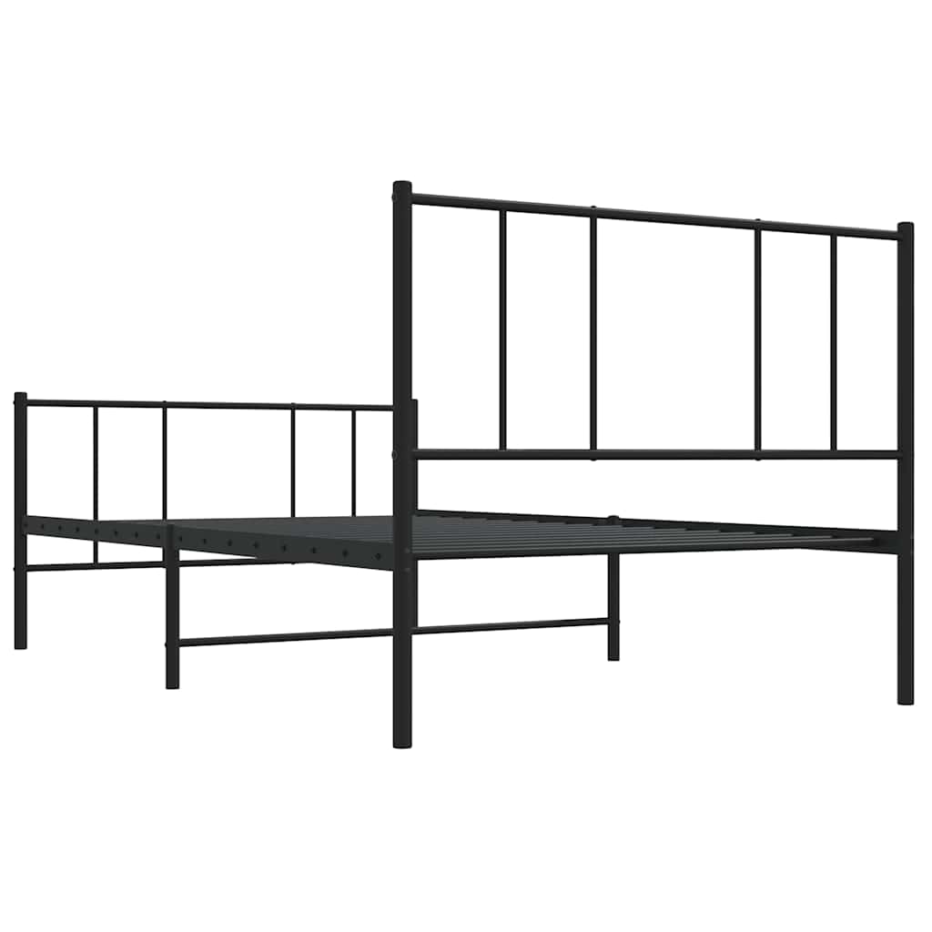 Cadre de lit métal sans matelas avec pied de lit noir 100x190cm - XIOS