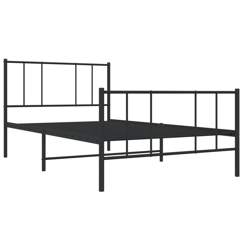 Cadre de lit métal sans matelas avec pied de lit noir 107x203cm - XIOS