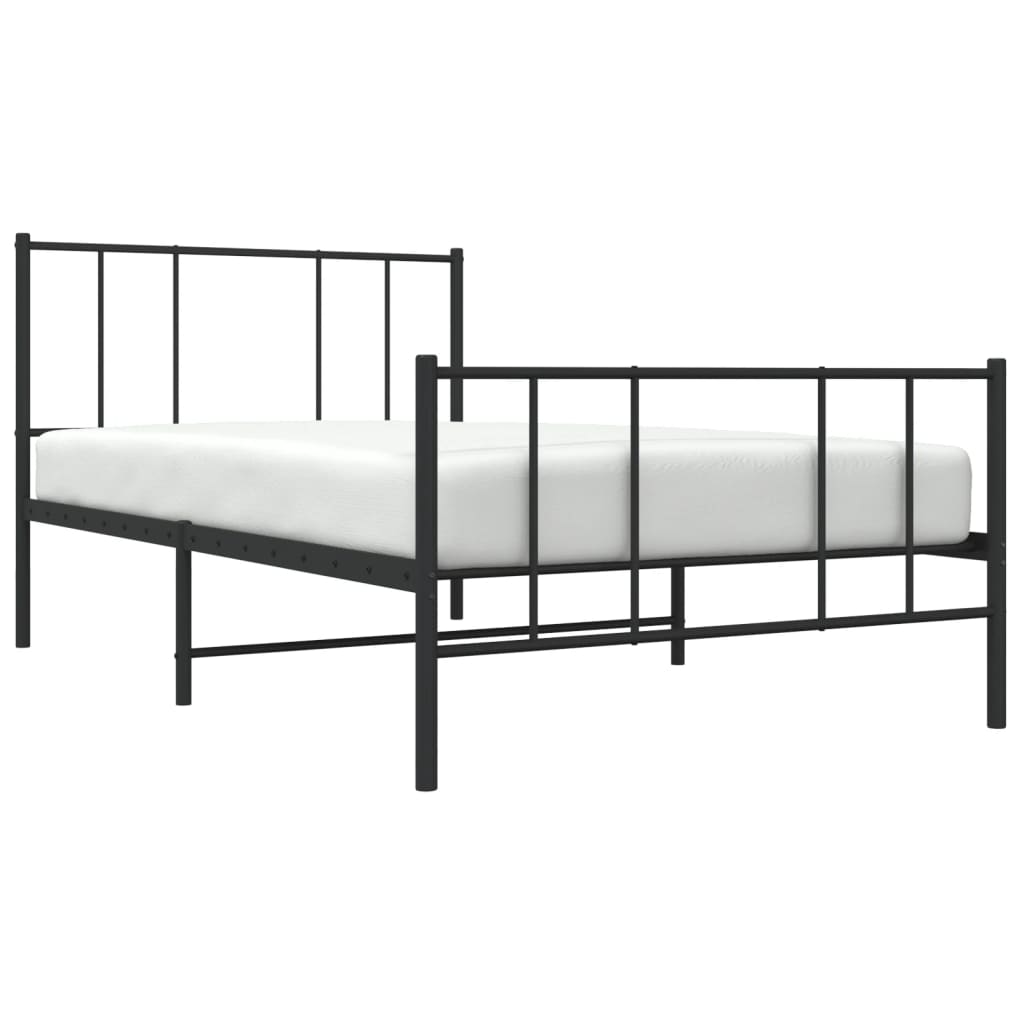 Cadre de lit métal sans matelas avec pied de lit noir 107x203cm - XIOS