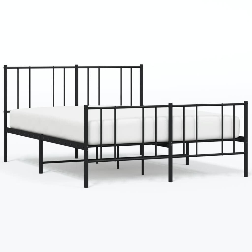 Cadre de lit métal sans matelas avec pied de lit noir 120x190cm - XIOS