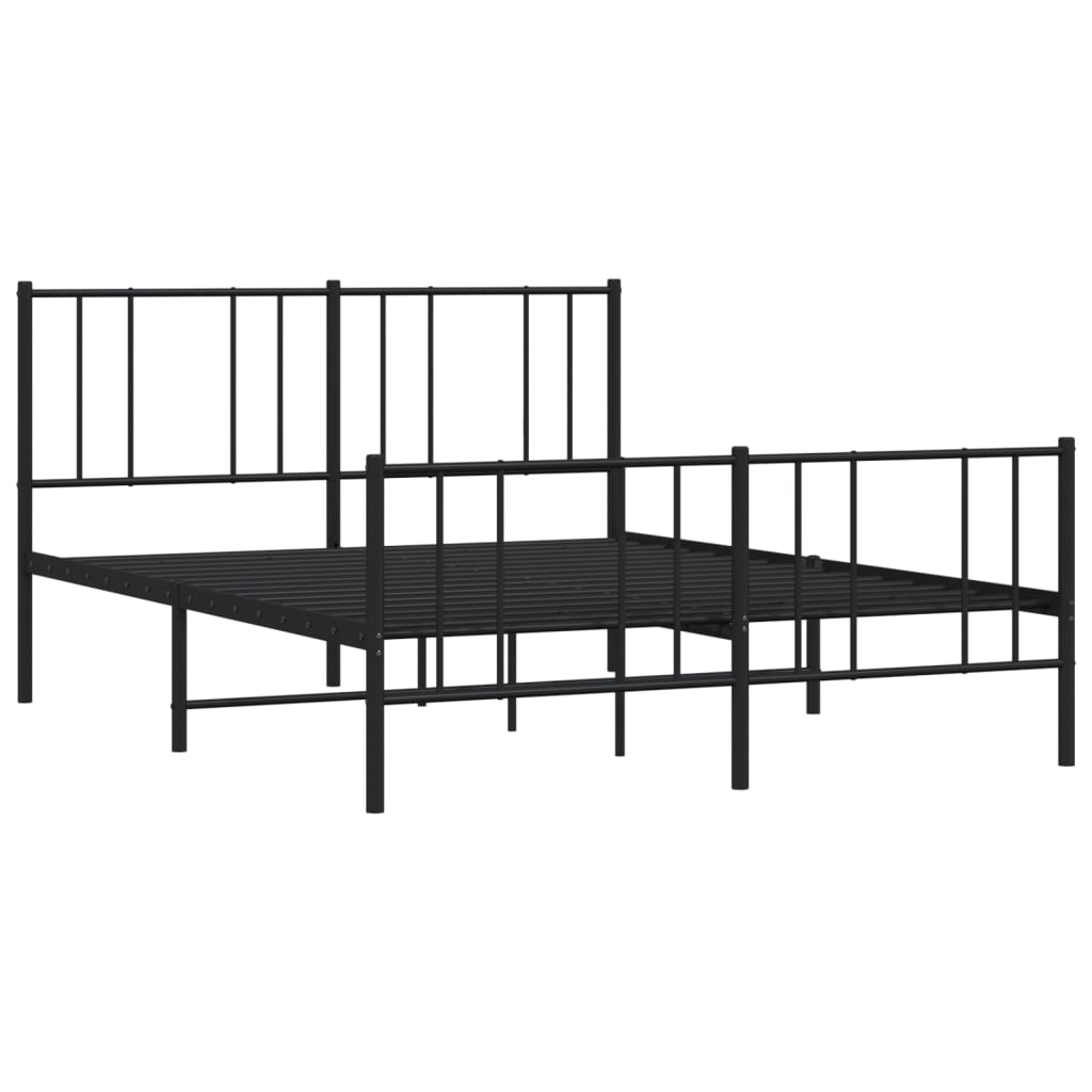 Cadre de lit métal sans matelas avec pied de lit noir 120x190cm - XIOS