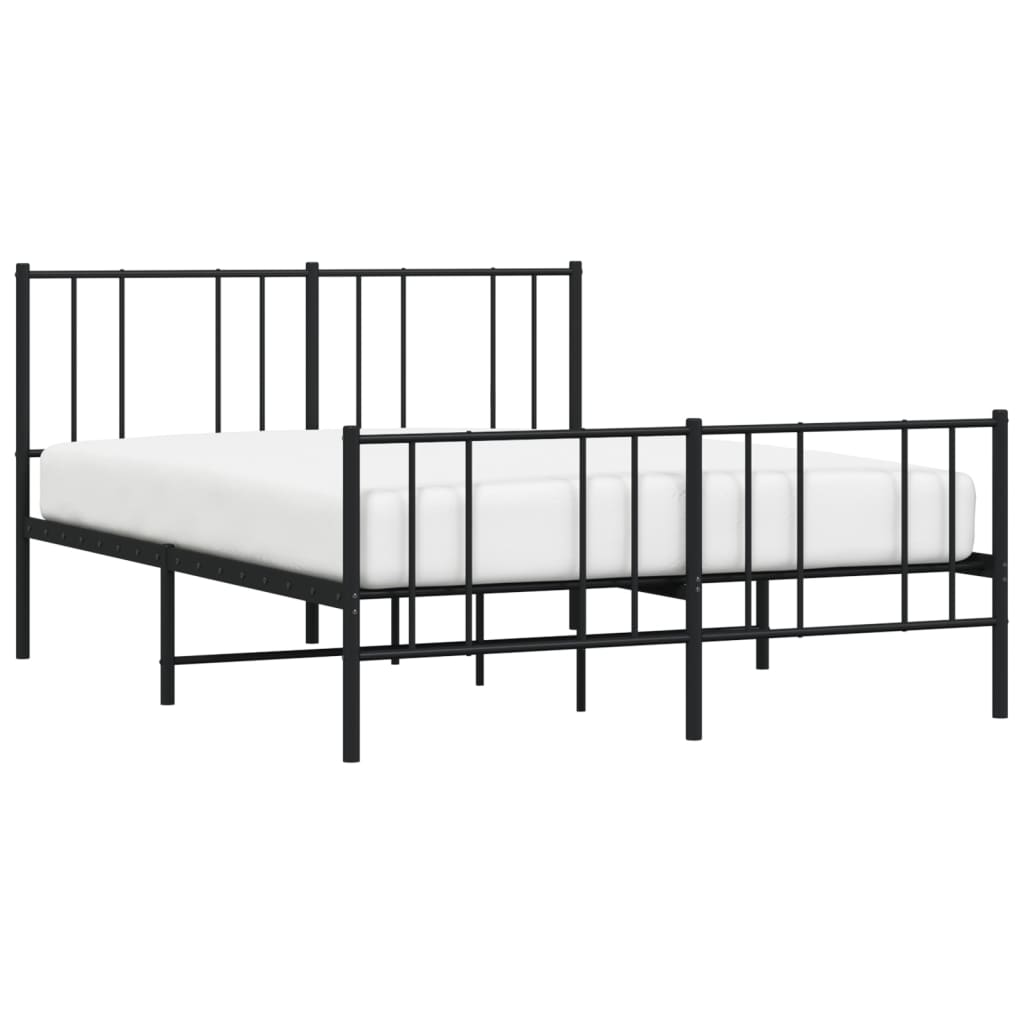Cadre de lit métal sans matelas avec pied de lit noir 120x190cm - XIOS