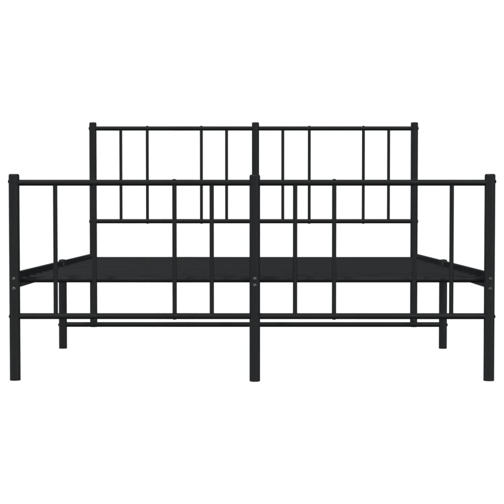 Cadre de lit métal sans matelas avec pied de lit noir 120x190cm - XIOS