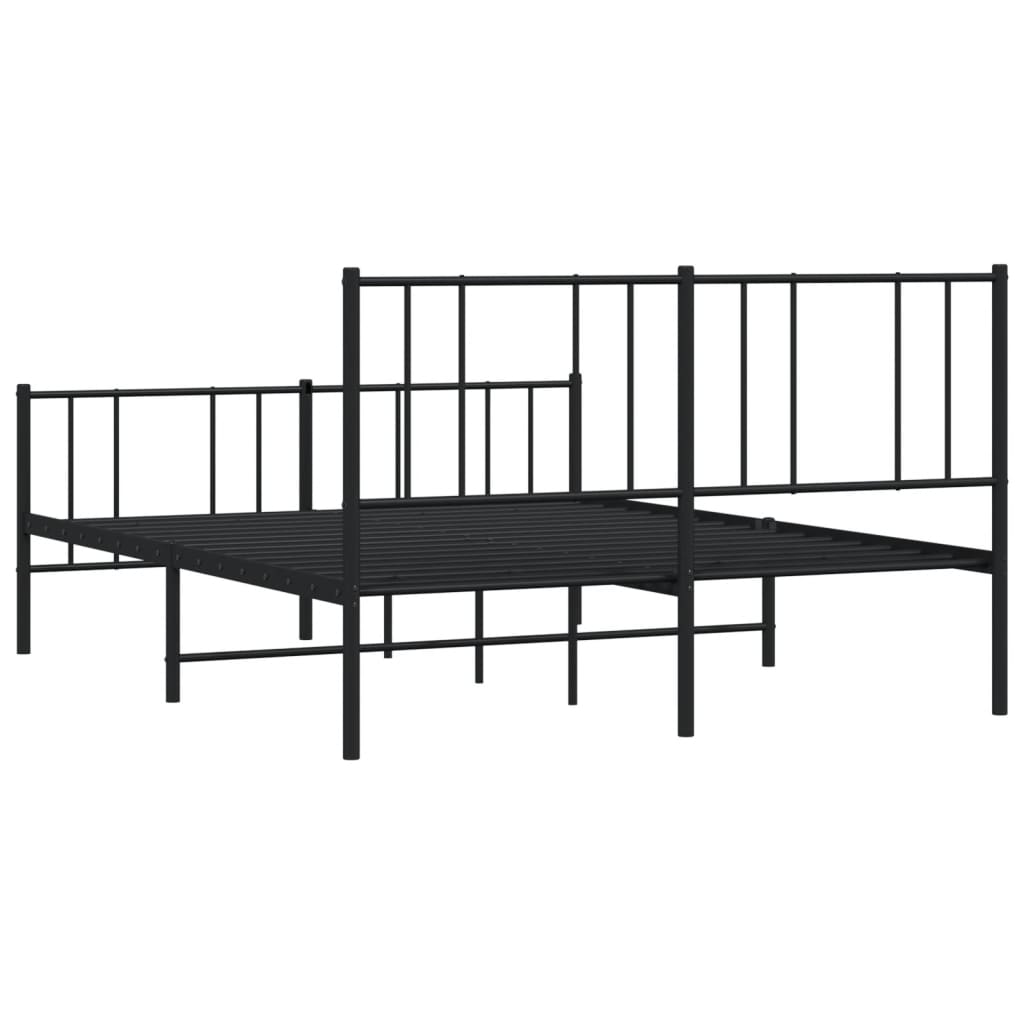Cadre de lit métal sans matelas avec pied de lit noir 120x190cm - XIOS
