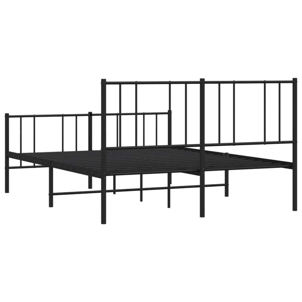 Cadre de lit métal sans matelas avec pied de lit noir 120x200cm - XIOS