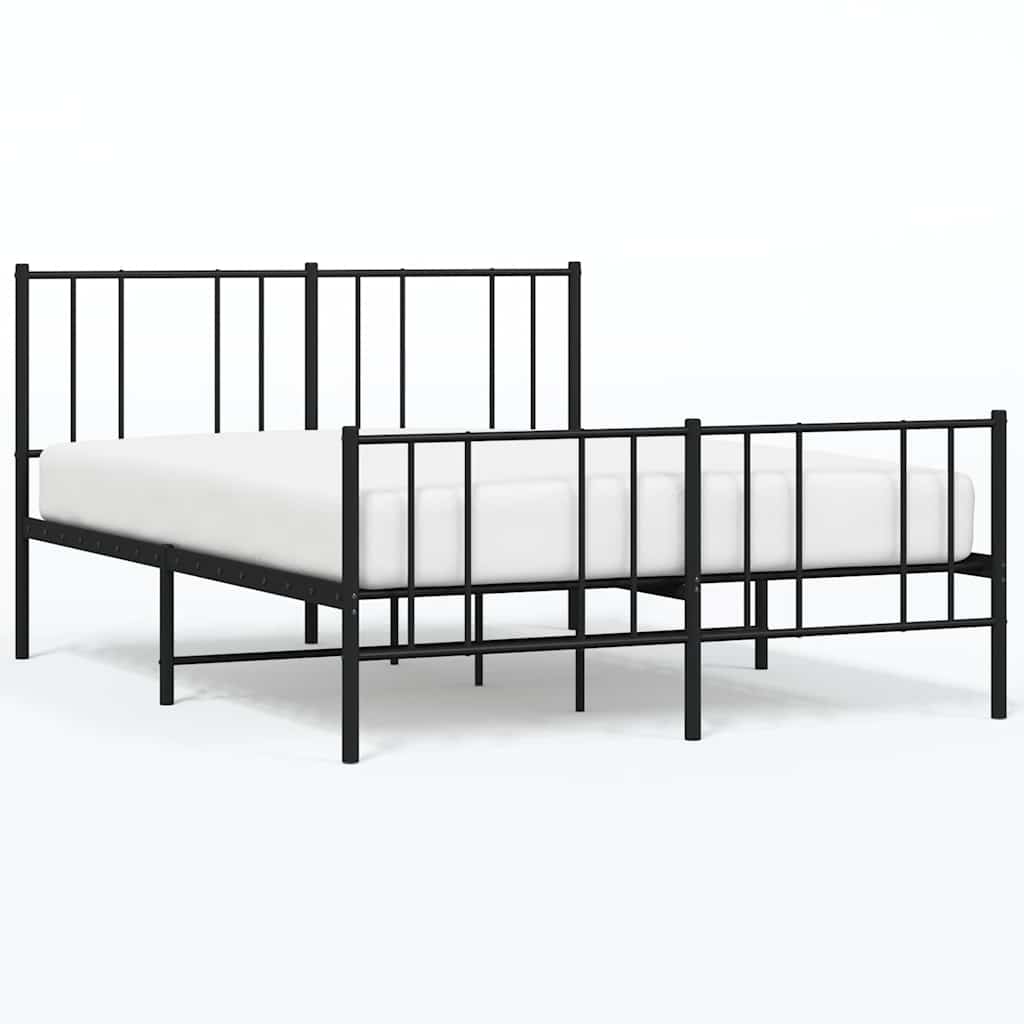 Cadre de lit métal sans matelas avec pied de lit noir 135x190cm - XIOS